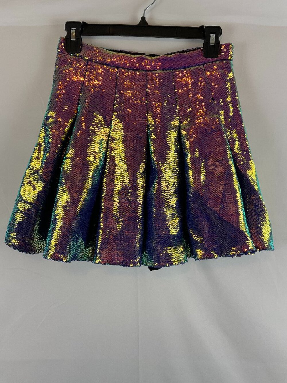 Queen of Sparkles Skort XS Fully Sequined Inverted Pleats Short Metallic